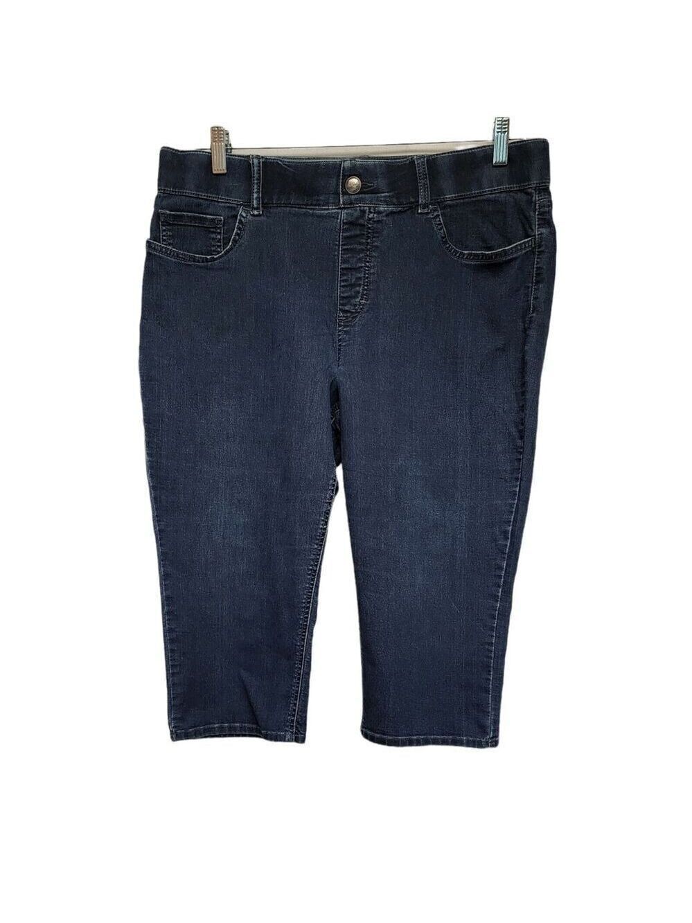 Riders by Lee Mid Rise Women's Dark Wash Cropped Capri Jeans Size 16 Mid-Rise